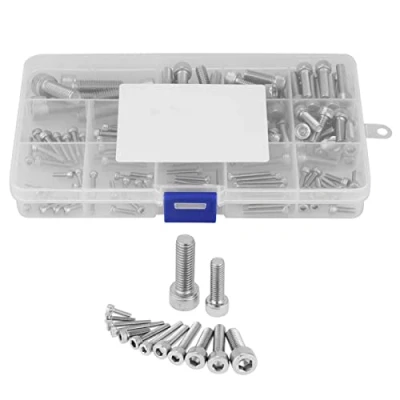 Imagen de 135 unids Set M2.5 M3 M4 M5 M6 M8 304 Tornillo de Cabeza Hexagonal Acero Inoxidable Tornillos Hueca Con Caja Almacenamiento Transparente