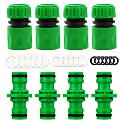Imagen de YAAVAAW Paquete de 8 conectores manguera jardín: contiene 4 extremo y extensores conector macho doble, ajuste para 15 mm,