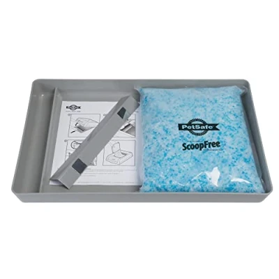 Imagen de PetSafe Bandeja Reutilizable de Arena para Gato ScoopFree con Cristal Azul no aglomerante Premium Compatible Todos los areneros autolimpiables ScoopFree, Gris, 2 kg