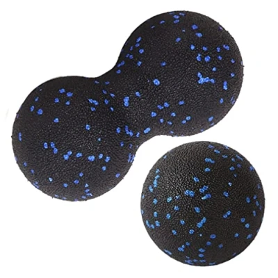 Imagen de bola de masaje maní, lacrosse doble para terapia puntos gatillo, liberación miofascial, tejido profundo y relajación muscular apretada, maní 16 cm