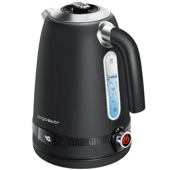 Imagen de Aigostar Loki Hervidor de Agua con Regulador Temperatura Regulable 40C a 100C, Eléctrico Acero Inoxidable 1,7 L, 2200W Pantalla LED, Función Calentamiento, Libre BPA, Negro