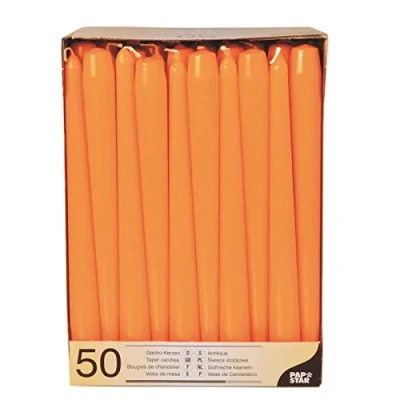 Imagen de PAPSTAR 50 velas de candelabro 2,2 cm diámetro, 25 cm, color naranja
