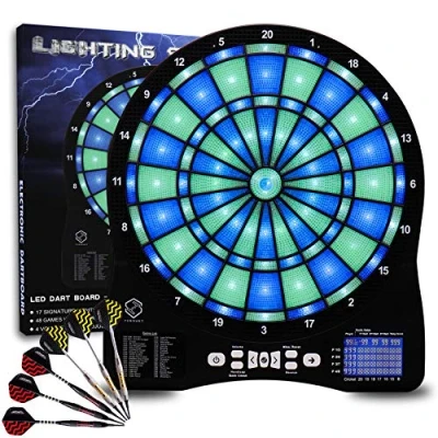 Imagen de Turnart Diana Electrónica, Electronica Profesional, Dardos Electronica,6 Juego Digital con Sonido 48 Juegos 500 Variantes (Verde)