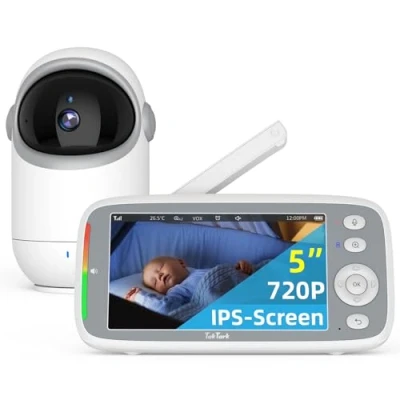 Imagen de TakTark Camara Vigilancia Bebe, 5&quot; IPS 720P Vigilabebes con Rotación 300, Vigila Bebes Cámara Inalámbrico Monitor Visión Nocturna, VOX, Comunicación Bidireccional, Sin WiFi App