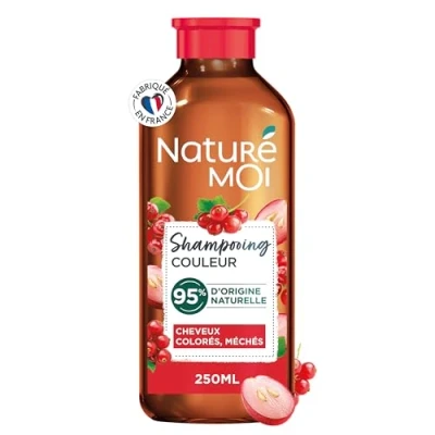 Imagen de Naturé Moi, Champú Color, Cuidado del Cabello Colorido y Mechados Sin Sulfato Grosella, Aceite de Semilla Uva Bio 95% origen natural 250 ml Fabricado en Francia