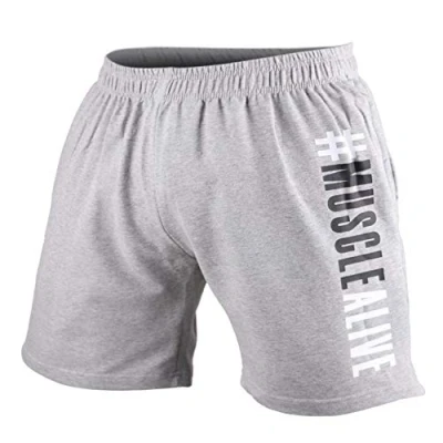 Imagen de Muscle Alive Hombres Culturismo Gimnasio Rutina de Ejercicio Pantalones Cortos Terry Algodón 7 Inseam MA New Gris M