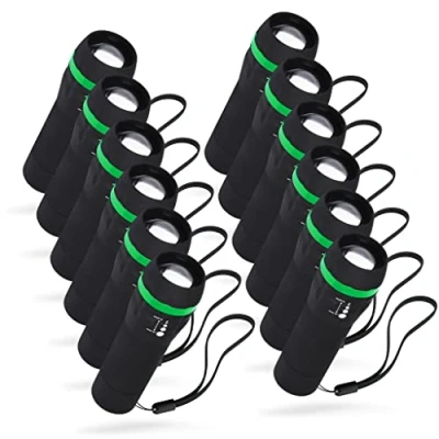 Imagen de ABSINA 12x mini Linterna LED con batería niños 60 lúmenes &amp; 110m de alcance infantil para y niñas, foco ajustable, incluye Linternas pequeñas