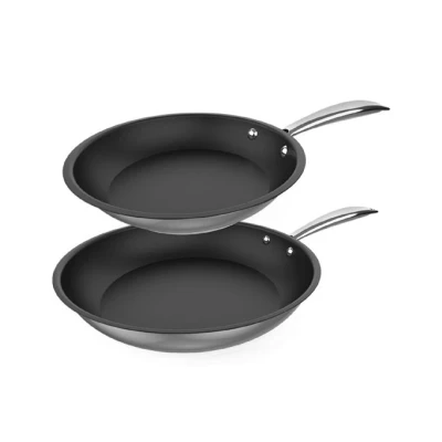 Imagen de Cecotec Set de Sartenes Polka Classy 20 24 Bucket Steel. Diámetro cm, Acero Inoxidable 18/10, Revestimiento Antiadherente, Mango Remachado, Apta para todo Tipo Cocinas