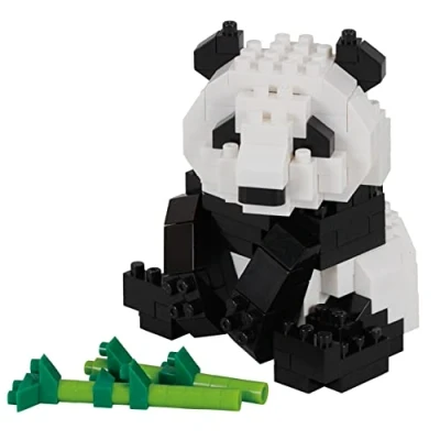 Imagen de nanoblock Bandai NBC328 Juego de construcción figuras animales panda con bambú en píxel Mini figura ladrillo