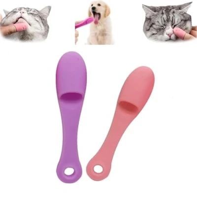 Imagen de cepillo de barbilla para gatos, depurador silicona limpiador dientes mascotas, cepillos dedos (A 2pcs)