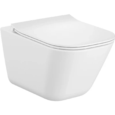 Imagen de Roca,Clean Rim,SQUARE Taza suspendida Rimless con fijaciones ocultas y salida horizontal,Blanco,350mm x 540mm 400mm,A34647L000