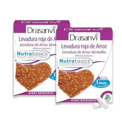 Imagen de Levadura de Arroz Rojo (Monascus purpureus) Con 2,9 mg Monacolina K Ayuda a mantener los niveles normales colesterol Cápsulas Vegetales 2 x 30 DRASANVI