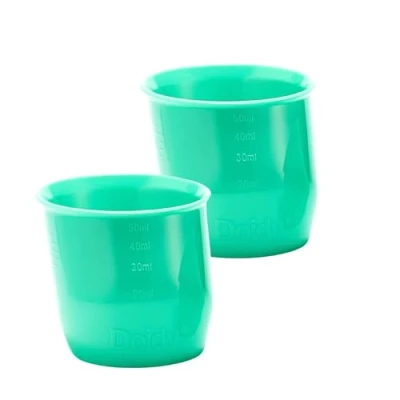 Imagen de Doidy Paquete de dos minivasos Vasos entrenamiento para bebés vaso con diseño inclinado único Excelente destete leche y agua Uso a partir 0 meses 50 ml, material