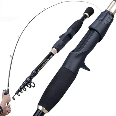 Imagen de 1.8 2.4m Telescopic Fishing Rods Ultralight Weight Spinning Casting Carbon Pole Accessories Portátil Cañas de Pescar (Size : 1.8M Rod)
