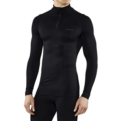 Imagen de FALKE Maximum Warm Round Neck M L/S SH hilo funcional secado rápido termo 1 pieza, Capa de base superior Hombre, Negro (Black 3000), L