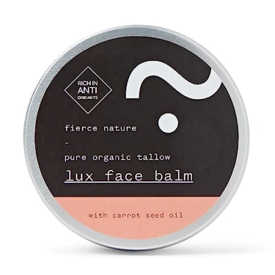 Imagen de Luxe Face Balm with Carrot Seed Oil, Pure Tallow as Vitamin Rich Natural Moisturizer, Men and Women’s Cleansing for Body, Unscented, 100g Fierce Nature