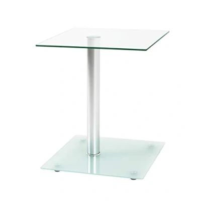 Imagen de HAKU Möbel Mesa auxiliar aluminio, satinado, Metal, cristal de seguridad Dim.: AN 40 cm x AL 52 P cm, Estilo: Moderno