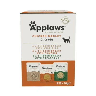 Imagen de Applaws Comida Húmeda para Gatos 100% Natural Multipack de Pechuga Pollo en Sobre 12 Sobres 70g