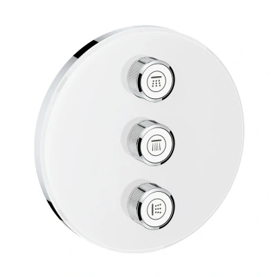 Imagen de Grohe 29152LS0 Grohtherm Smartcontrol Termostato con inversor y cristal blanco, 3 Chorros Adicionales Regulables, Moon White, Redondo