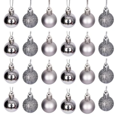 Imagen de 12 Bolas de Navidad inastillables Color Gris Medio, Decoraciones árbol Navidad, Adorno Colgantes decoración navideña, Brillante, Mate, Purpurina