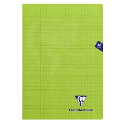 Imagen de Clairefontaine 353101C Lot de 10 Cahiers Agrafés Mimesys Vert A4 21x29,7 cm 48 Páginas Grands Carreaux Papier Blanc 90 g Couverture Polypro Transparente