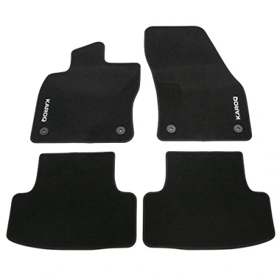 Imagen de Skoda 57b061404 Textil felpudos Velours Alfombrillas de 4 x Plástico Negro con Inscripción karoq