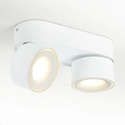 Imagen de Budbuddy 2x12W Lámpara de Techo LED con 2 Focos Orientables Para Moderno Plafón Regulable Superficie Luz Blanca Interior Pasillo Salón Tiendas etc,3000K