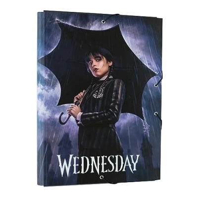 Imagen de Carpeta solapas Miércoles Addams A4 clasificadora escolar/Carpeta portafolios cartón gomas Vuelta al cole material escolar