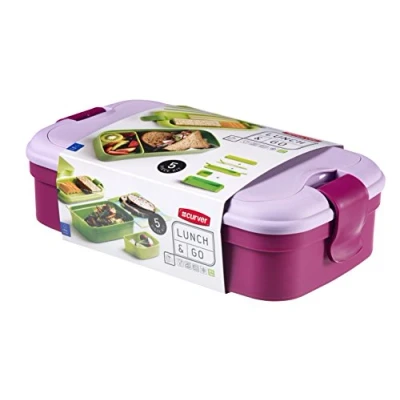Imagen de Curver Lunchbox mit Besteck Fiambrera, Morado, 23.5 x 13.5 6.3 cm