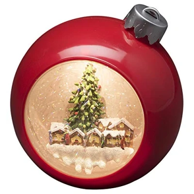 Imagen de Konstsmide Linterna LED de Navidad con escena mercado, relleno agua, para uso en interiores (IP20), funciona pilas: 3 pilas AA 1,5 V (sin incluir 1 diodos blancos cálidos), color marrón