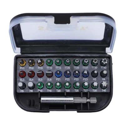 Imagen de STANLEY Juego de puntas para atornillar, 31 piezas, incluye seguras (Ph, Pz, Sl, Hex, T, TH) y adaptador magnético, trabajos precisión seguridad, STA60490 XJ