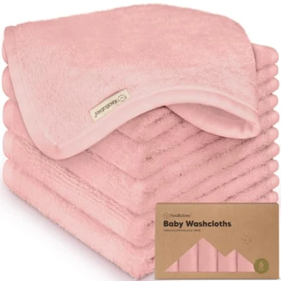 Imagen de KeaBabies 6 Pack de Toallitas Bambú Orgánico para Bebés Suaves Bambú, Orgánicas, Niños, Toallas Bebés, Algodón, Faciales (Rosy)