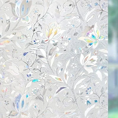 Imagen de rabbitgoo 3D Vinilo para Ventanas Translucido Privacidad Cristal Pegatina Sin Pegamento Adherencia Electrostática Anti UV Decorativos Puertas Cocina Baño Oficina Salón 44.5x200cm