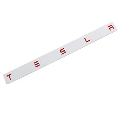 Imagen de 3D Metal Elevado portón Trasero Insertar Letras emblemas Pegatina Insignia calcomanías compatibles con Tesla Modelo 3/S/X/Y Series,Rojo