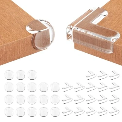 Imagen de Newpop 36 Pcs Protector Esquinas Bebe, Esquineras Protectoras Transparentes, Protectores Bebes, Cantoneras para Kit Seguridad, Esquineros con Adhesivo (Redonda y Forma L)