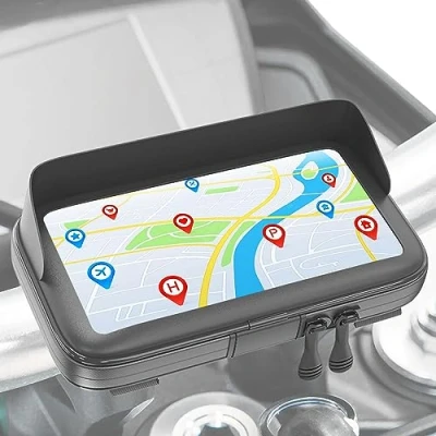 Imagen de Turnaroundtech Soporte movil Moto Bicicleta Bici Impermeable Funda con Visera Valida para Smartphones de hasta 7.5&quot; sujecion irrompible Compatible Todo Tipo manillares y