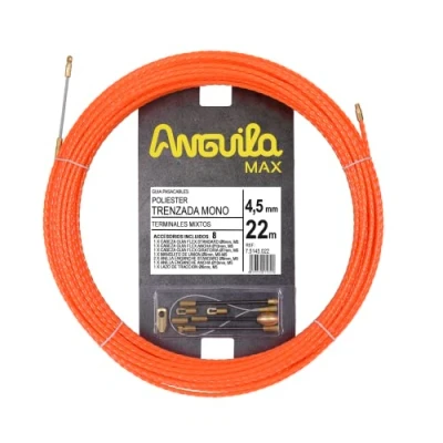 Imagen de TITLE: Anguila Max Guía Pasacables Especial Rectas Terminales Mixtos Poliéster Trenzado Color Naranja Diámetro 4,5mm 22 metros