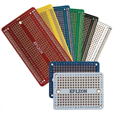 Imagen de EPLZON Breadboard soldable Protoboard Kit circuito impreso de doble cara Prototipo Board PCB para proyectos electrónicos bricolaje compatibles con arduin(multicolor)