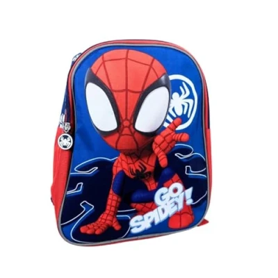 Imagen de mybagstory Spidey mochila para niños, diseño de araña, color azul, escuela, guardería, primaria, talla 30,5 cm, tirantes ajustables idea regalo, 30.5 cm