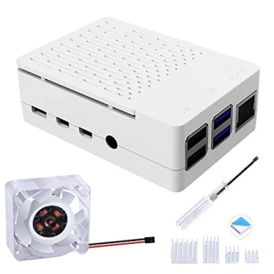 Imagen de GeeekPi Caja para Raspberry Pi 4 Modelo B, 4B Estuche con Ventilador 40X40X10mm y Piezas Disipadores B (Blanco)