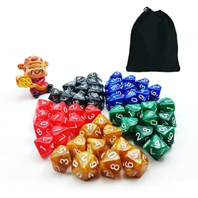 Imagen de Juego de 50 dados poliédricos mármol 10 unidades, 5 x unidades