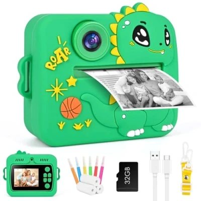 Imagen de Camara Fotos Infantil Instantánea,GuKKK 12MP selfi instanea,1080P 2,4&#039;&#039;HD Video para niños con Tarjeta SD de 32GB,Regalos comunion niñas 3 a 12 años Cumpleaños (Verde)