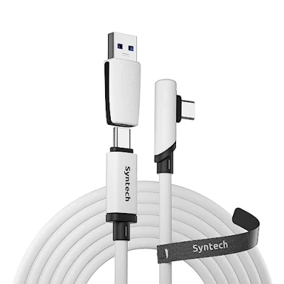 Imagen de Syntech Cable Link Compatible con Oculus/Meta Quest 3/Quest 3S/Quest2/Pro/Pico 4 Accesorios, Tipo C 5m/16FT USB 3.0, Transferencia de Datos Alta Velocidad para Auriculares VR