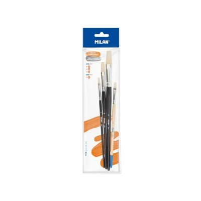 Imagen de MILAN® Bolsa 3 Pinceles Planos Serie 501 nº 4, 10 y 16 + 1 Pincel 524 8