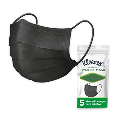 Imagen de Kleenex Mascarilla Higiénica Adulto Negra 5x18 (90 unidades)