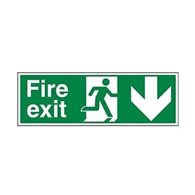 Imagen de vsafety 14002bp s signo de salidas incendios, FIRE Exit Flecha abajo, autoadhesivos, paisaje, 600 mm x 200 mm), color verde
