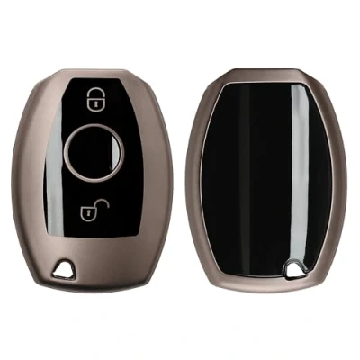Imagen de kwmobile Carcasa para Mando Compatible con Mercedes Benz Llave de Coche 2 Botones (Solo Keyless Go) Funda Llaves TPU Negro Mate/Negro