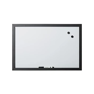 Imagen de Bi Office Pizarra Blanca Magnetica de Borrado en Seco Optimum, Marco MDF Negro Mate, 60 x 45cm