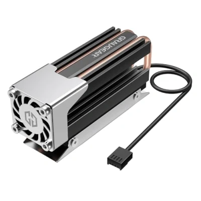 Imagen de GRAUGEAR G M2HS03 F Refrigerador de tubo calor con ventilador para M.2 NVMe (2280), activo, PWM 25 mm, silencioso, 4 almohadillas térmicas, cobre, aluminio