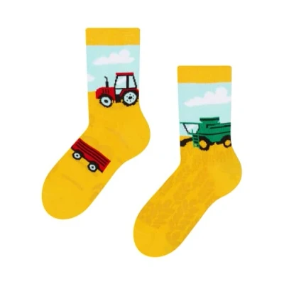 Imagen de Dedoles Calcetines Unisex Hombre Mujer y Niños Algodón muchos diseños divertidos diferente izquierda derecha, color: Amarillo, diseño: Tractor, tamaño: 27 30